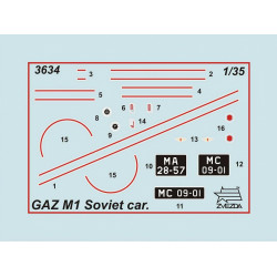 1:35 Zvezda 3634 - GAZ M1 Padomju automašīna