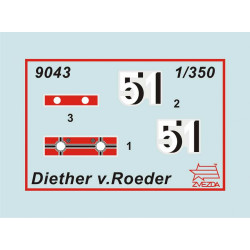 1:350 Zvezda 9043 Vācu iznīcinātājs Z-17 'Diether von Roeder'
