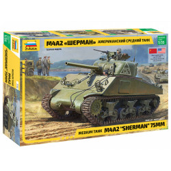 1:35 Zvezda 3702 US Medium Tank M4A2 Sherman 75mm