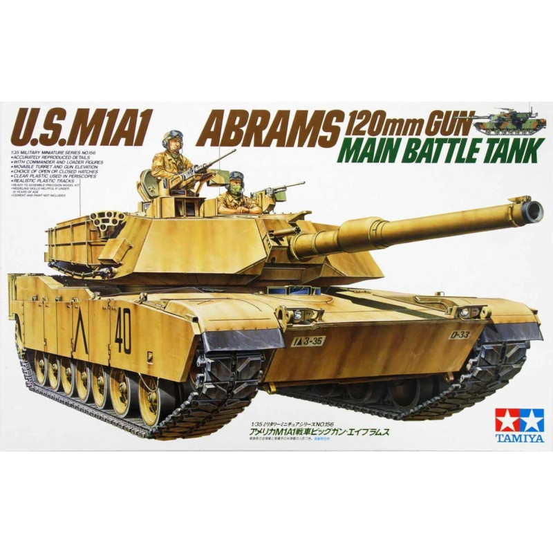1:35 Tamiya 35156 - U.S. M1A1 Abrams 120mm Gun Main Battle Tank with 2 Figures