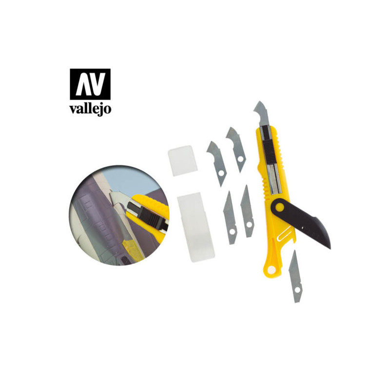 Vallejo T06012 - Plastmasas griešanas un paneļu rīks + 5 rezerves asmeņi