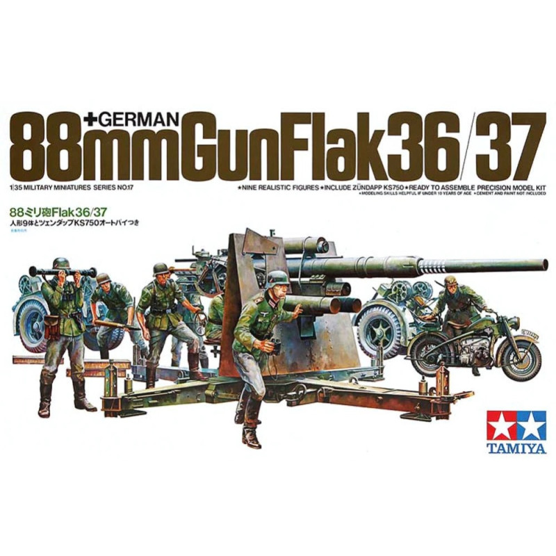 1:35 Tamiya 35017 - German 88mm Gun Flak 36/37 with 9 Figures