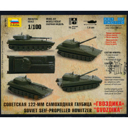 1:100 Zvezda 7421 - Padomju pašgājēja 122 mm haubice "Gvozdika"