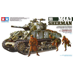 1:35 Tamiya 35251 - U.S. Medium Tank M4A3 Sherman 105mm Howitzer with 6 Figures