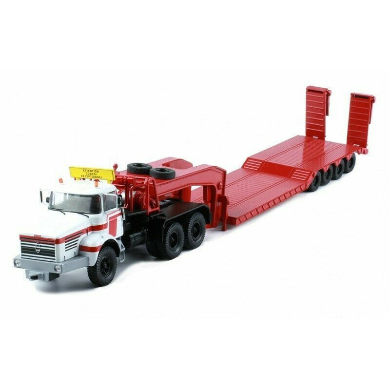 1:43 IXO TTR024 - Berliet TB 015 M3 6x4 tractor truck, 1960 with low loader trailer, red-white