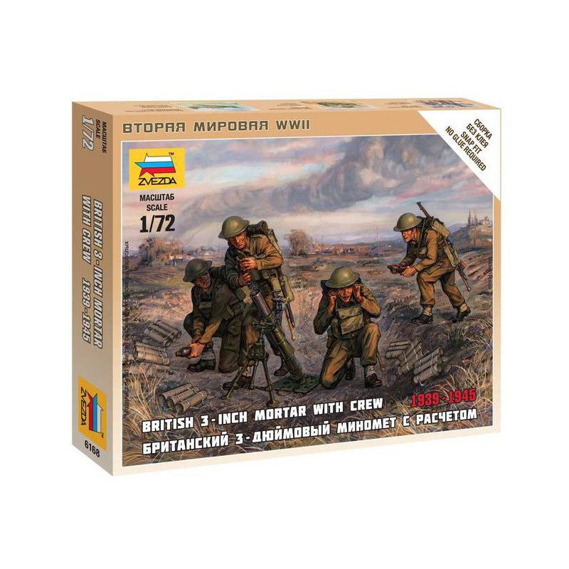 1:72 Zvezda 6168 - Britu 3 collu mīnmetējs ar apkalpi, 1939.–1942. g.