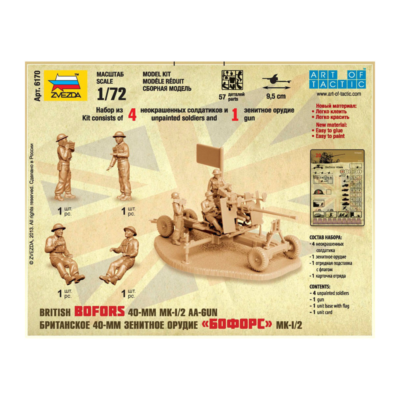 1:72 Zvezda 6170 Britu 40 mm 'Bofors' pretgaisa lielgabals