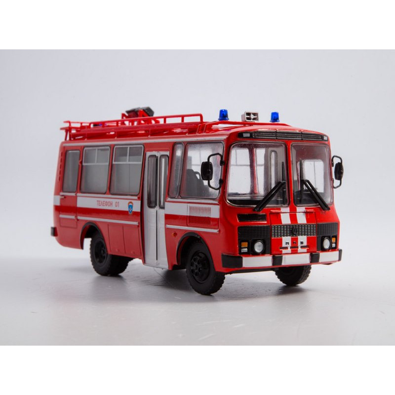 1:43 PAZ-3205 AG-12 Ugunsdzēsējs autobuss ar žurnālu, Speciālizlaidums. №2, Modimio Collections