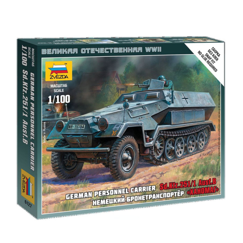 1:100 Zvezda 6127 - Sd.Kfz. 251/1 Ausf. B Hanomag German Armored Carrier
