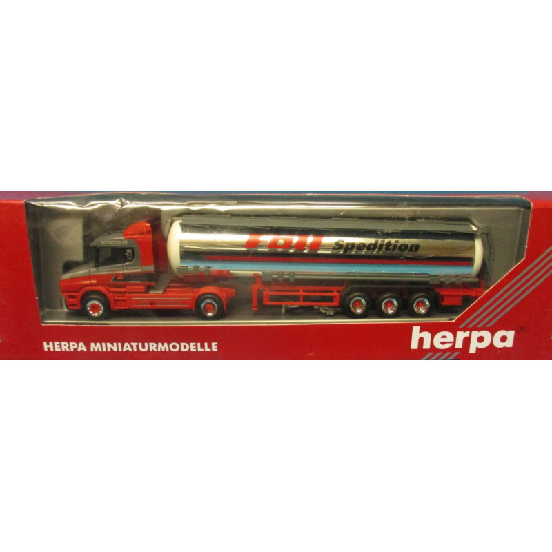1:87 Herpa - SCANIA 124 L 420 HAUBER FALL Spedition CHROME TANKER TRUCK