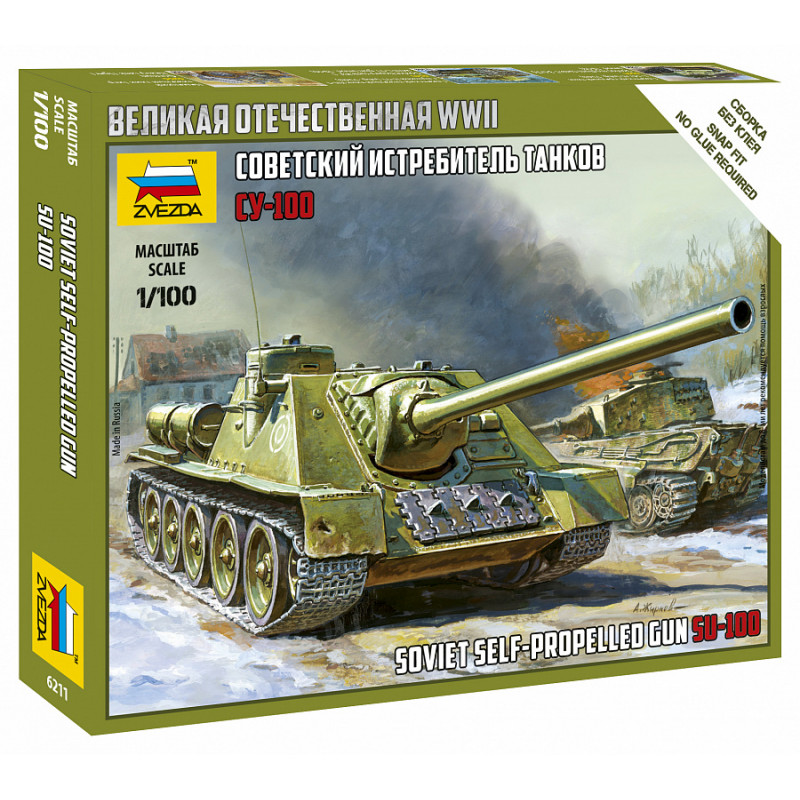 1:100 Zvezda 6211 - Pašgājējs lielgabals Su-100