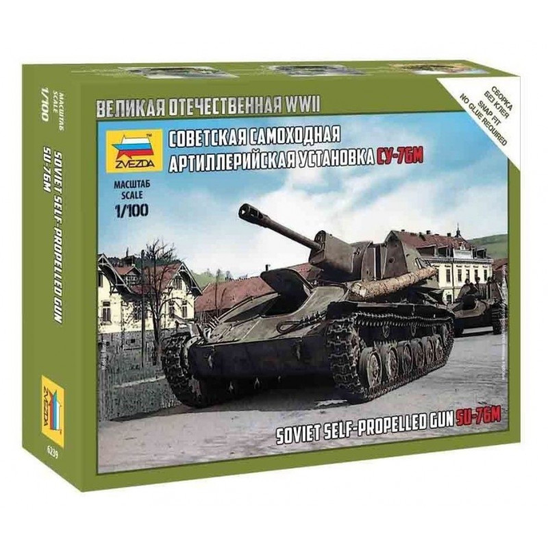1:100 Zvezda 6239 - Padomju pašgājējs lielgabals SU-76M