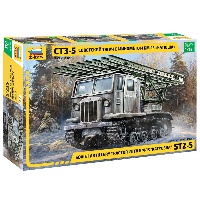1:35 Zvezda 3700 - STZ-5 padomju artilērijas traktors ar BM-13 Katjuša