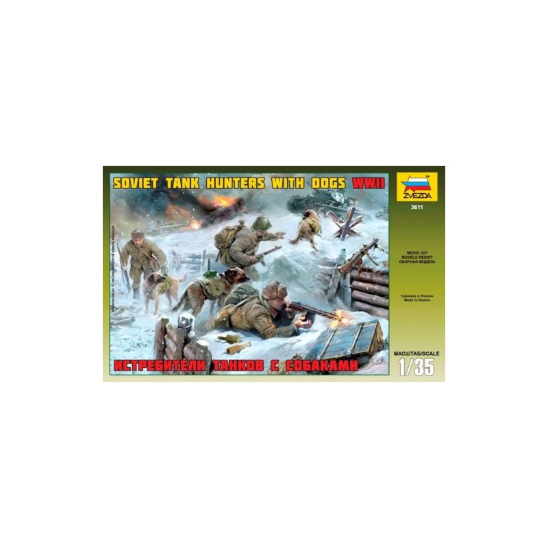 1:35 Zvezda 3611 - Tanku iznīcinātāji ar suņiem WW II