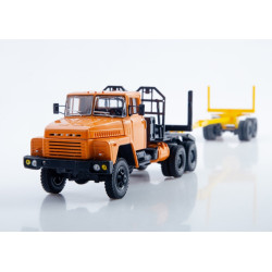1:43 Legendarnie Gruzoviki - KrAZ-6437 kokvedējs ar piekabi GKB 9871