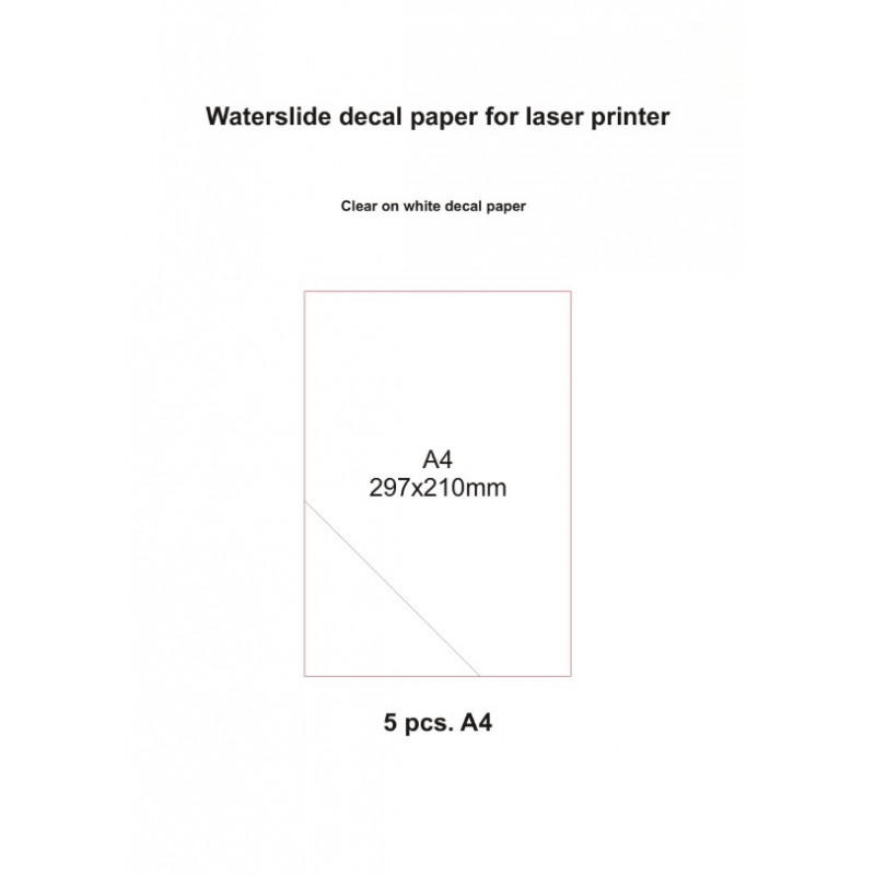 C3D Decals - Balts papīrs uzlīmju drukāšanai - caurspīdīga pamatne (5 gab A4), lāzerprinteriem