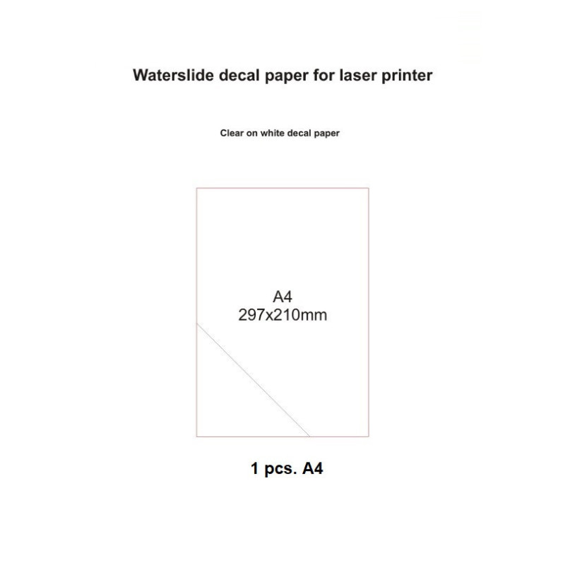 C3D Decals - Бумага белая для печати декалей - прозрачная основа (1 шт А4), для лазерных принтеров