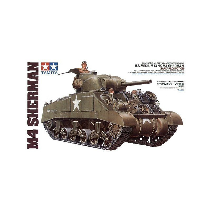 1:35 Tamiya 35190 - U.S. Medium Tank M4 Sherman Early Production with 3 Figures