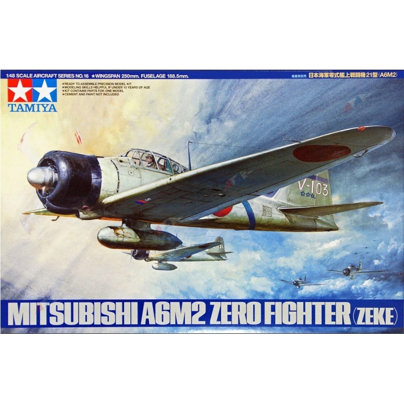 1:48 Tamiya 61016 - Mitsubishi A6M2 Zero Fighter (Zeke) with 2 Figures