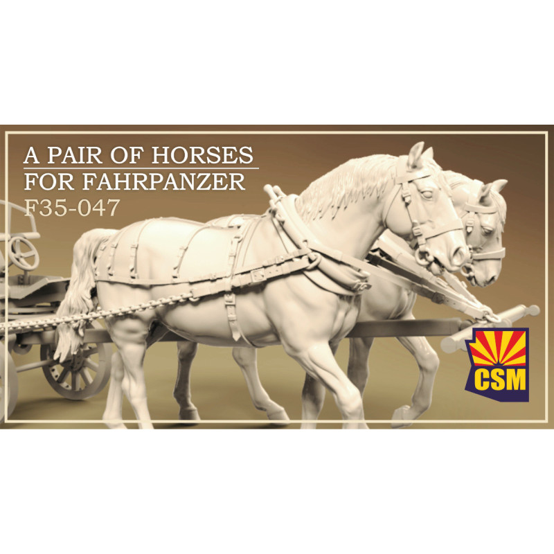 1:35 Copper State Models F35-047 - A pair of horses for Fahrpanzer, Resin + 3d printed parts