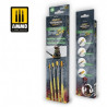 Ammo Mig AMIG7620 - Komplekts 4 otiņas - AMMO WARGAMING UNIVERSE - DRY BRUSH Land Brush Set