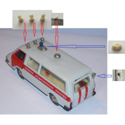 1:43 Auto Parts 43043h - RAF-2203 "Latvija" Фары и другие детали для машины скорой помощи РАФ-2203