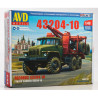 1:43 AVD Models 1401 - УРАЛ-43204-10 лесовоз с прицепом, сборная модель / URAL-43204-10, model kit