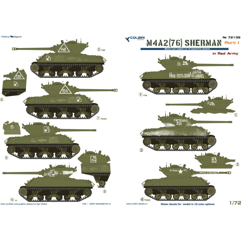 1:72 Colibri Decals 72140 - M4A2 Sherman (76) in Red Army, Part 2