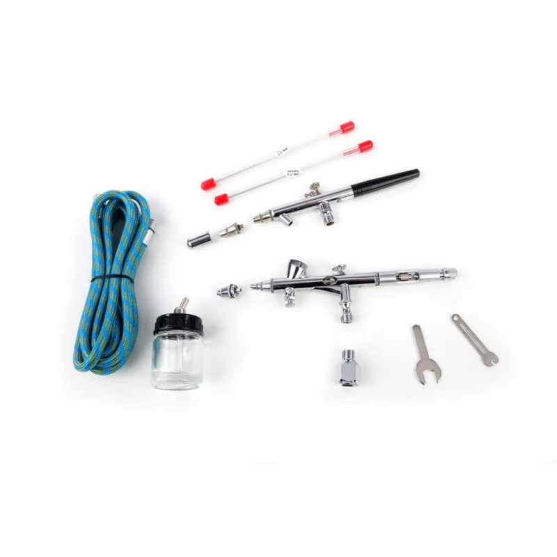 Fengda BD-280K - Set x 2 Airbrush with 0,2mm, 0,3mm 0,35mm and 0,5mm needle/nozzle and hose