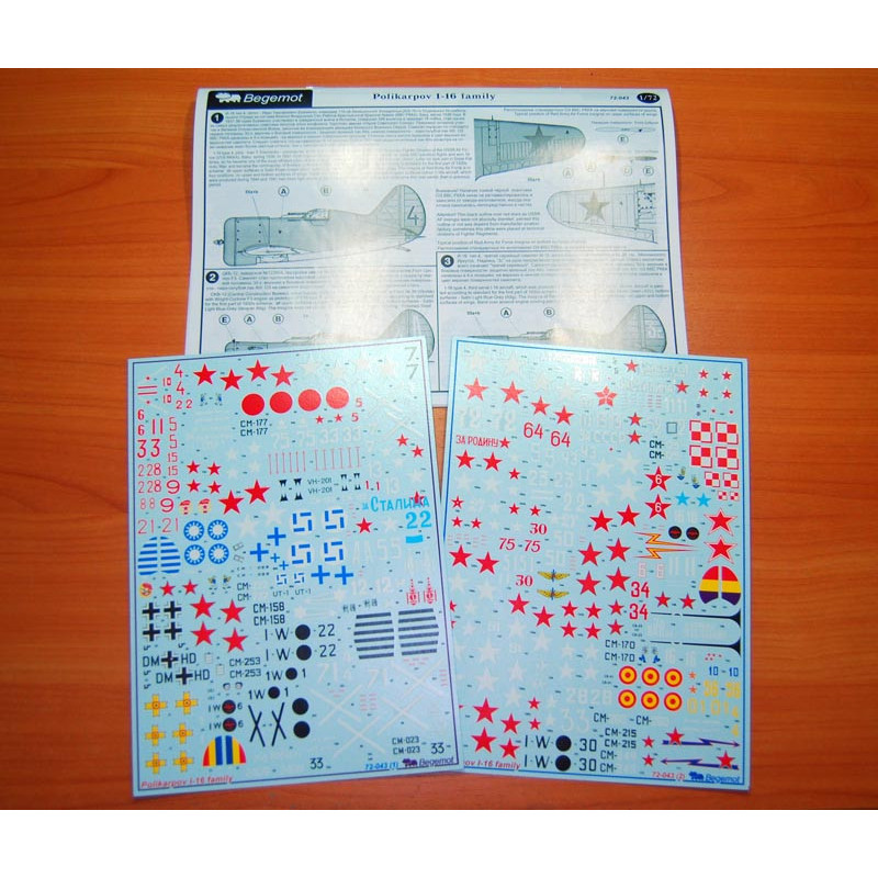 1:72 Begemot Decals 72-043 - Polikarpov I-16