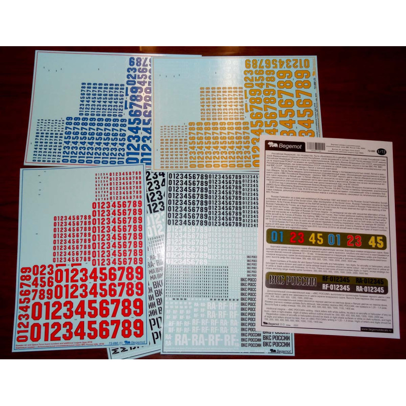 1:72 Begemot Decals 72-080 - Бортовые Номера и надписи ВКС России образца 2018 года