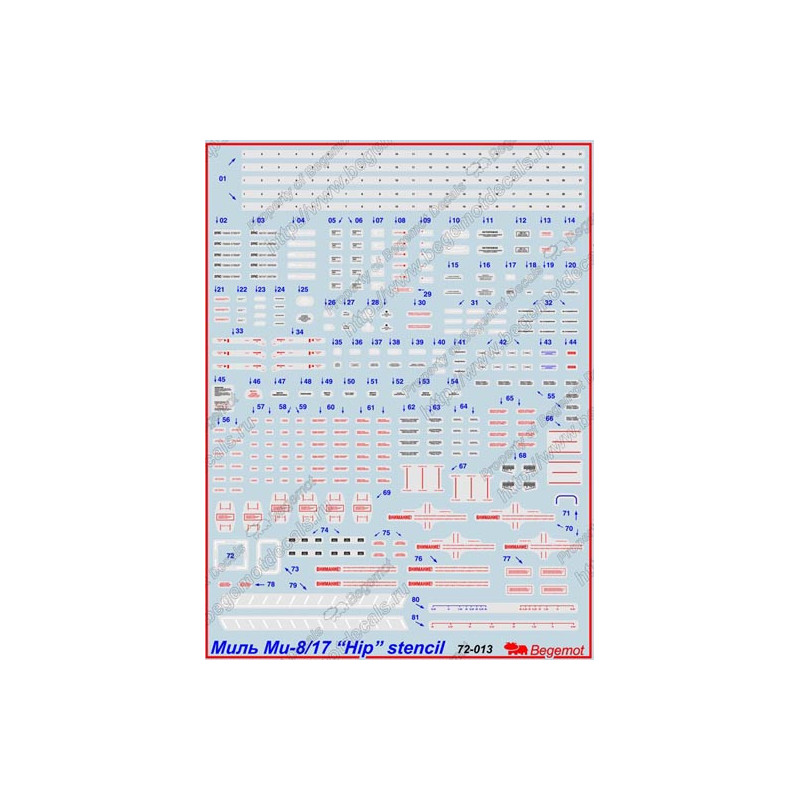 1:72 Begemot Decals 72-013 - Миль Ми-8 / Ми-17 технические надписи