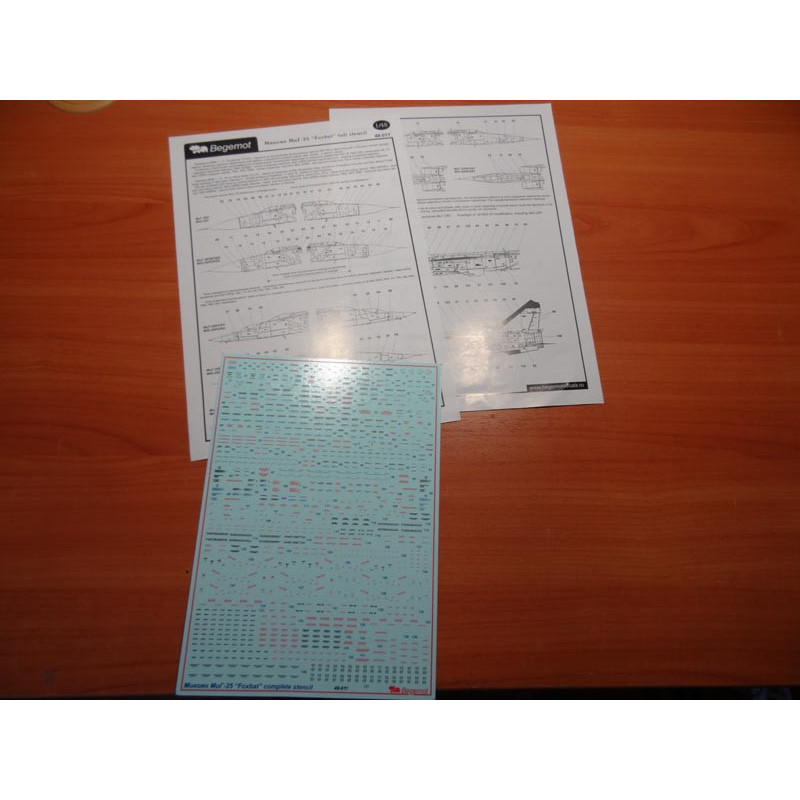 1:48 Begemot Decals 48-011 - Микоян МиГ-25 технические надписи