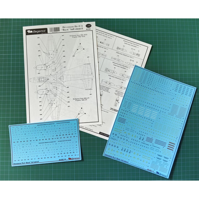 1:48 Begemot Decals 48-062 - Петляков Пе-2 технические надписи