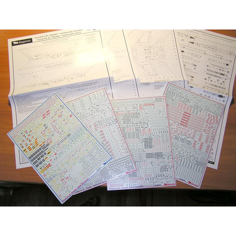 1:32 Begemot Decals 32-002 - Сухой Су-27 технические надписи