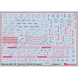 1:32 Begemot Decals 32-006 - Микоян МиГ-29 технические надписи