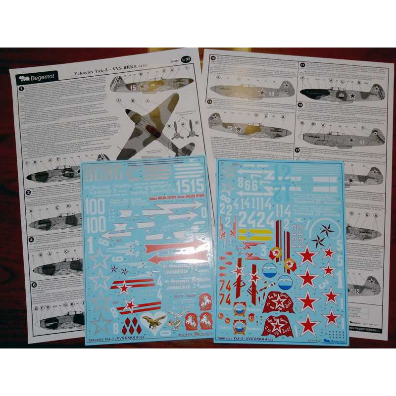 1:32 Begemot Decals 32-014 - Яковлев Як-3, асы ВВС РККА