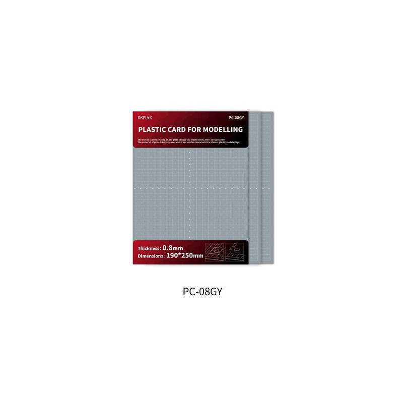 DSPIAE PC-08GY - Пластиковые листы толщиной 0,8мм 3 шт. (190 x 250 мм) - Plastic Card For Modelling (0.8mm, 3 Sheets)
