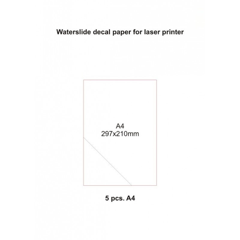 C3D Decals - Бумага белая для печати декалей - белая основа (5 шт А4), для лазерных принтеров