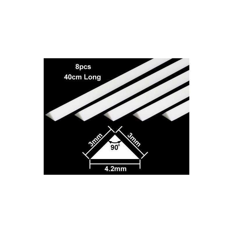 Tamiya 70117 - Пластиковый профиль треугольной формы с длинной стороны - 3 мм. Длинна профиля - 40 см. (8 шт)