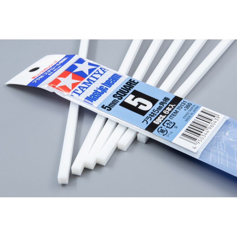 Tamiya 70131 - Пластиковый профиль квадратной формы. Ширина - 5 мм. Длинна профиля - 40 см. (6 шт)