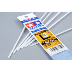 Tamiya 70199 - Пластиковый L-образный профиль белого цвета. Длинна стороны 3 мм. Длинна профиля - 40 см. (6 шт)
