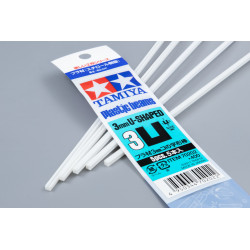 Tamiya 70202 - Plastmasas U-veida profils, balts. Augstums 3 mm, sienas biezums 1 mm. Profila garums - 40 cm. (5 gab.)
