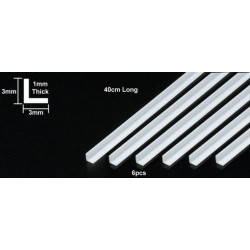 Tamiya 70204 - Plastic L-shaped profile, clear. Side length 3 mm. Profile length - 40 cm. (6 pcs)