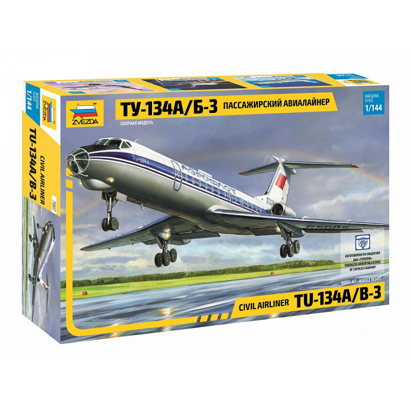 1:144 Zvezda 7007 Tupolev TU-134A/B-3 Soviet Civil Airliner