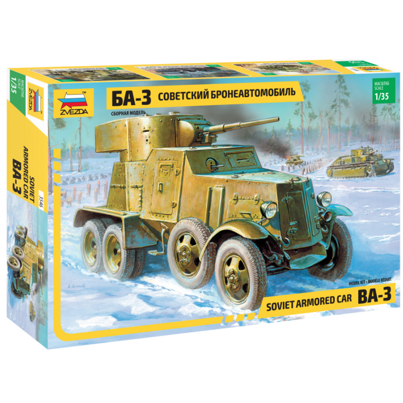 1:35 Zvezda 3546 - BA-3 padomju bruņumašīna
