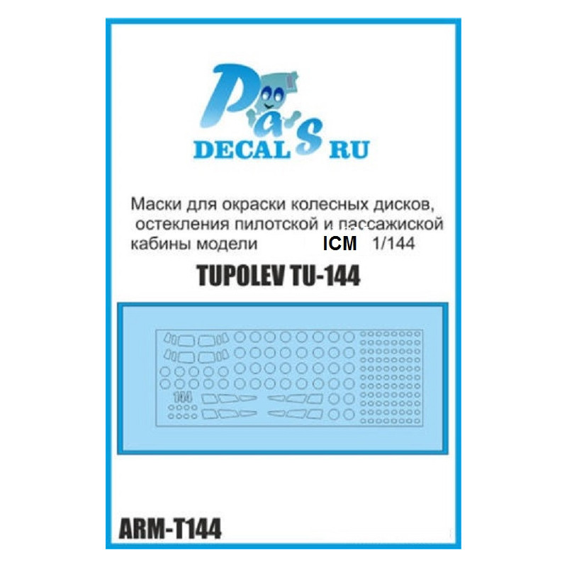 1:144 PAS-Decals - Maskas riteņu disku, logu, kabīnes krāsošanai Tupolev Tu-144