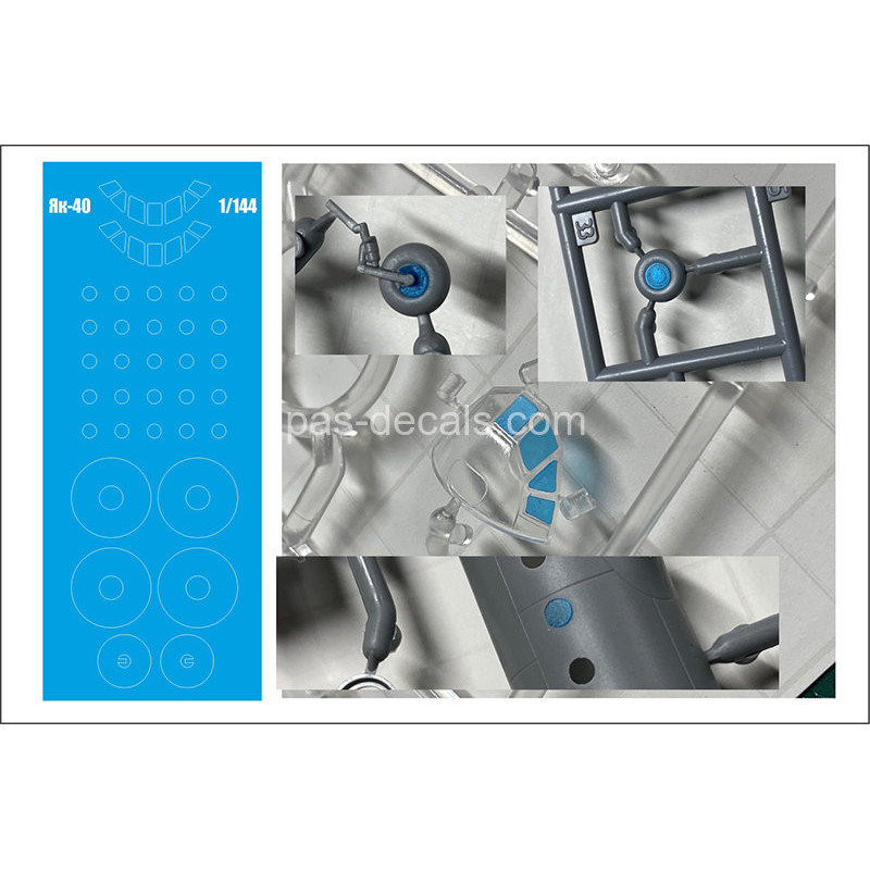 1:144 PAS-Decals - Маски для окраски дисков колёс, окон, кабины Як-40