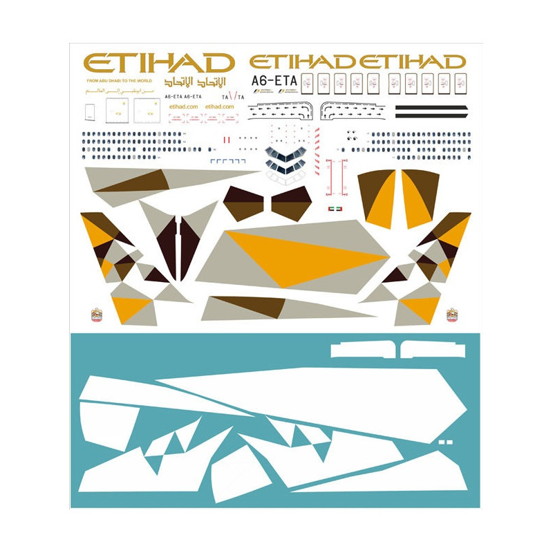 1:144 PAS-Decals - Boeing 777-300 Etihad new, Decal for Zvezda and Revell kits