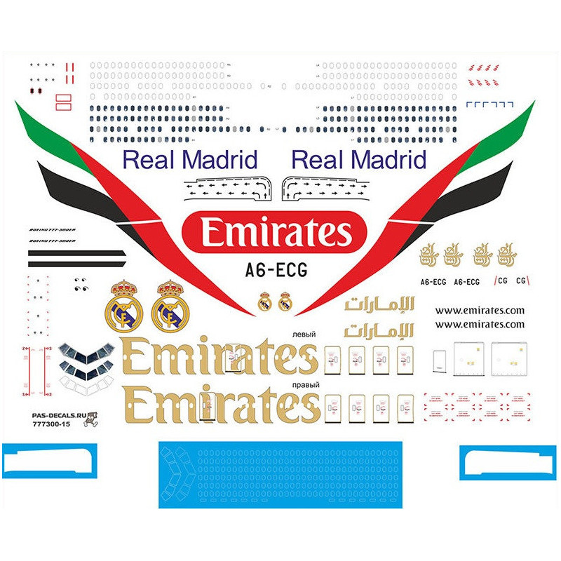 1:144 PAS-Decals - Boeing 777-300 Emirates RM, Decal for Zvezda and Revell kits